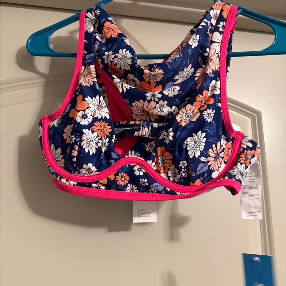 Floral bikini with Pink Trim